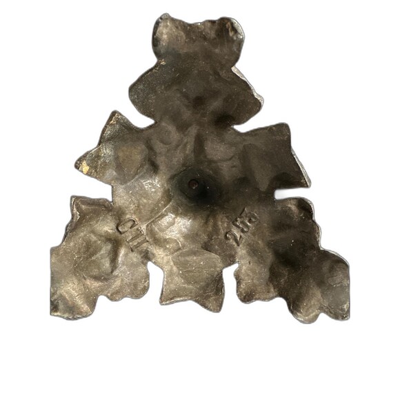 Pair of antique French cast iron candle ormolu porcelain holders, tulips, blue - Picture 4 of 7